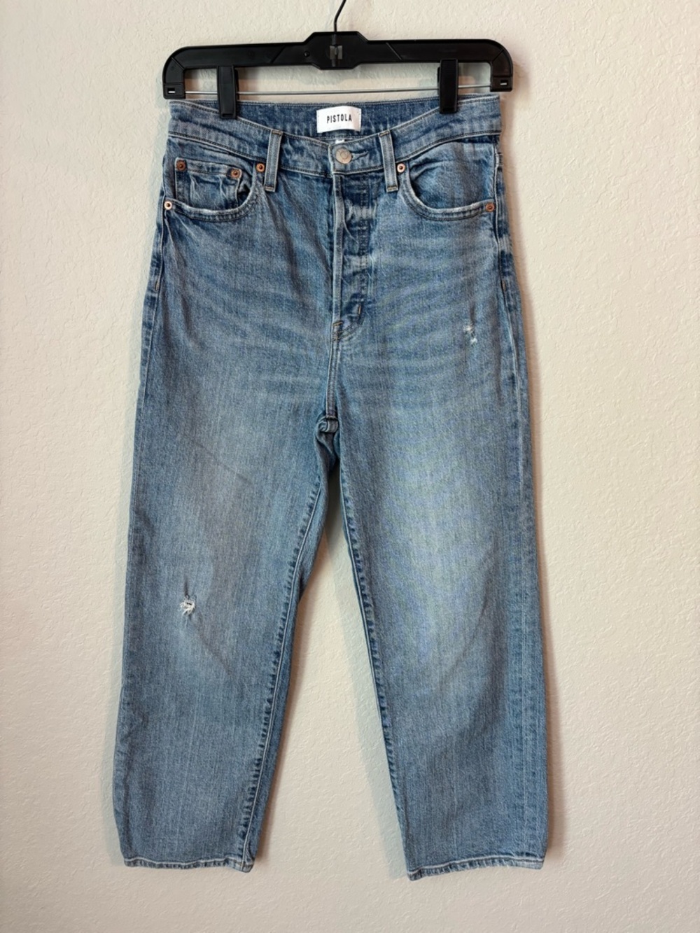 Pistola High Waisted Straight Leg Medium Wash Jeans Size 26